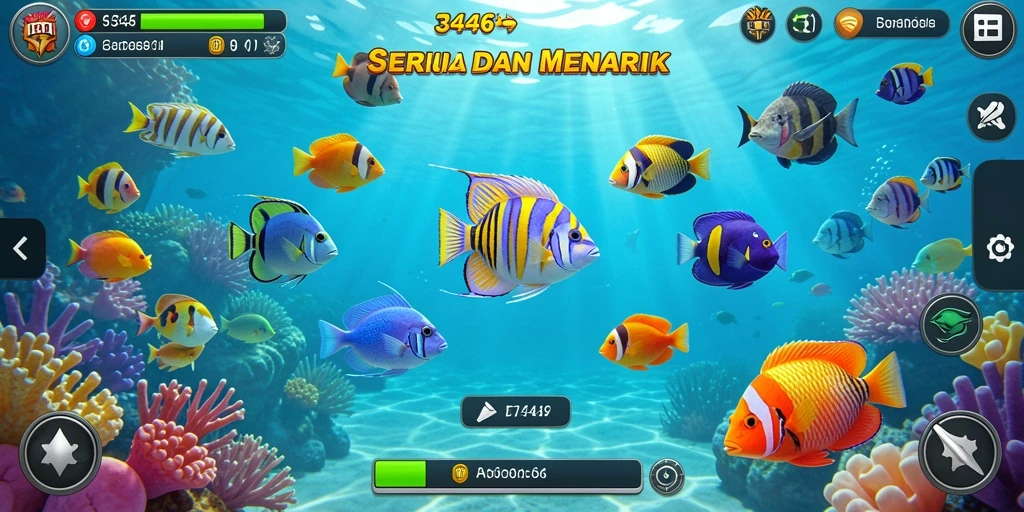 Tampilan gameplay seru dalam 3446 saat memburu ikan.