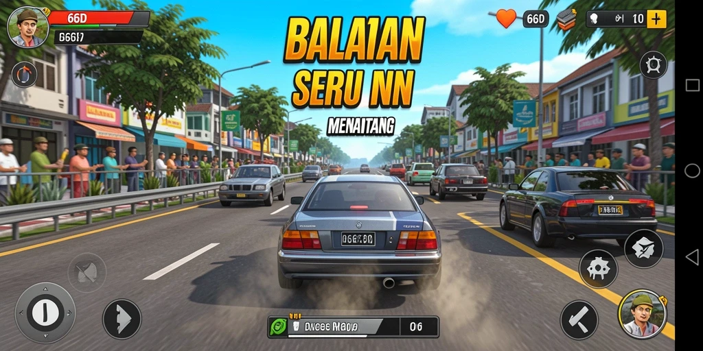 Tampilan gameplay balapan yang seru dan cepat.