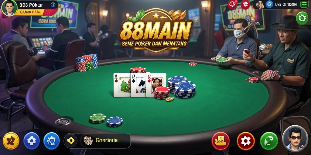 Menampilkan aksi seru dari permainan Poker di 88MAIN.