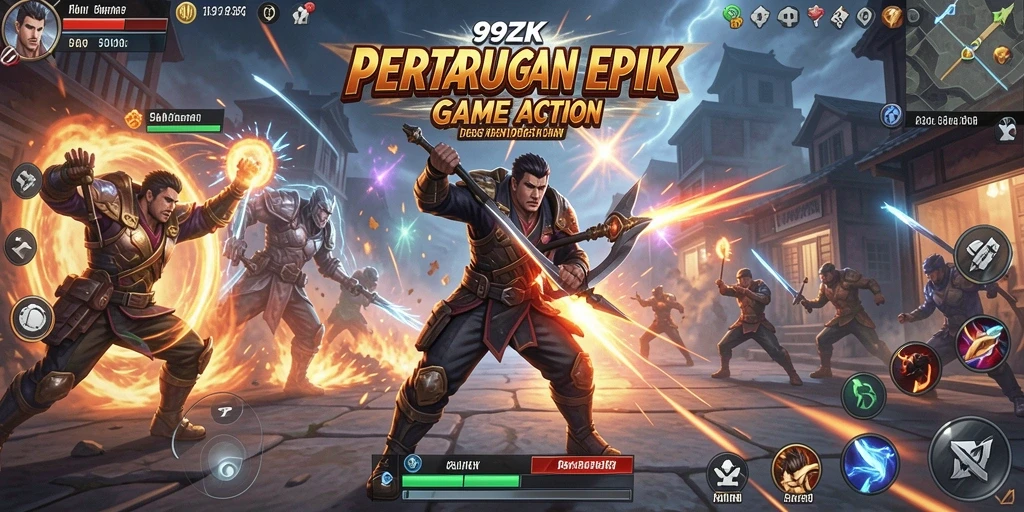 Gameplay <strong>99ZK</strong> yang intens dan menegangkan saat bertarung.