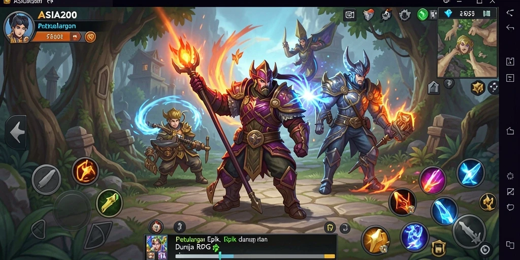 Screenshot menunjukkan aksi seru dalam petualangan RPG ASIA200.
