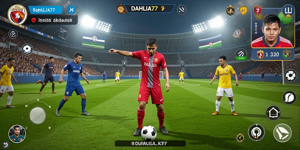 Tampilan gameplay menegangkan di lapangan sepak bola.