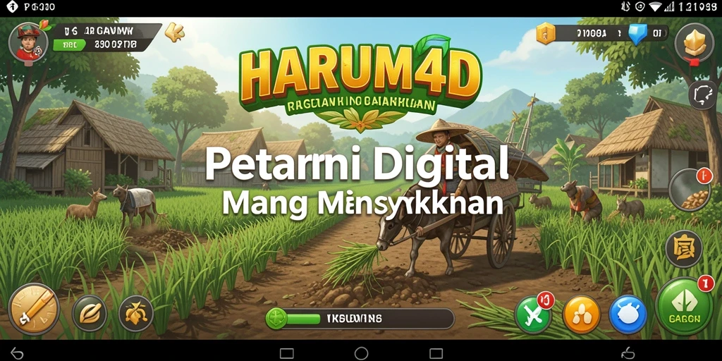 Screenshot gameplay HARUM4D yang menggambarkan aktivitas bertani.