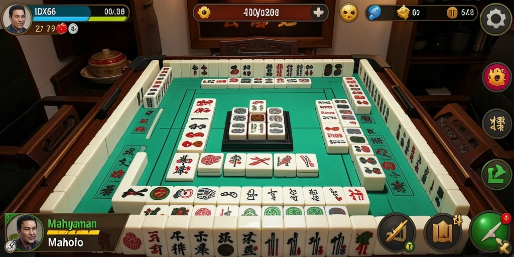Tampilan gameplay Mahjong yang menarik dan interaktif.