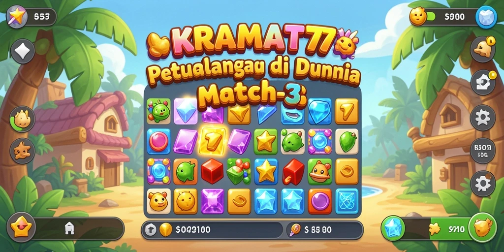 Tangkapan layar gameplay KRAMAT77 yang menunjukkan keseruan Match-3.
