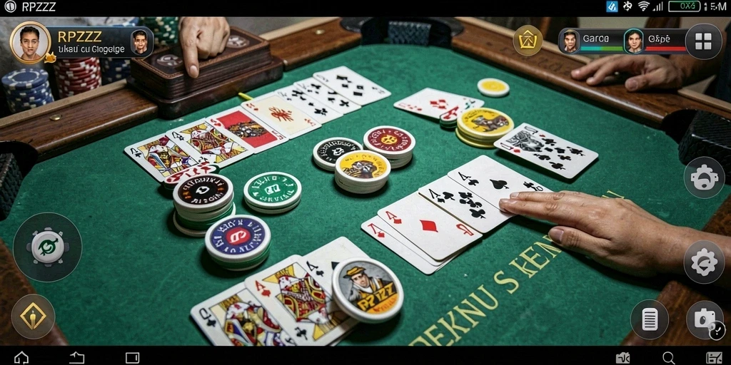 Tampilan gameplay seru dari RPZZZ dengan suasana Gaple yang menarik.