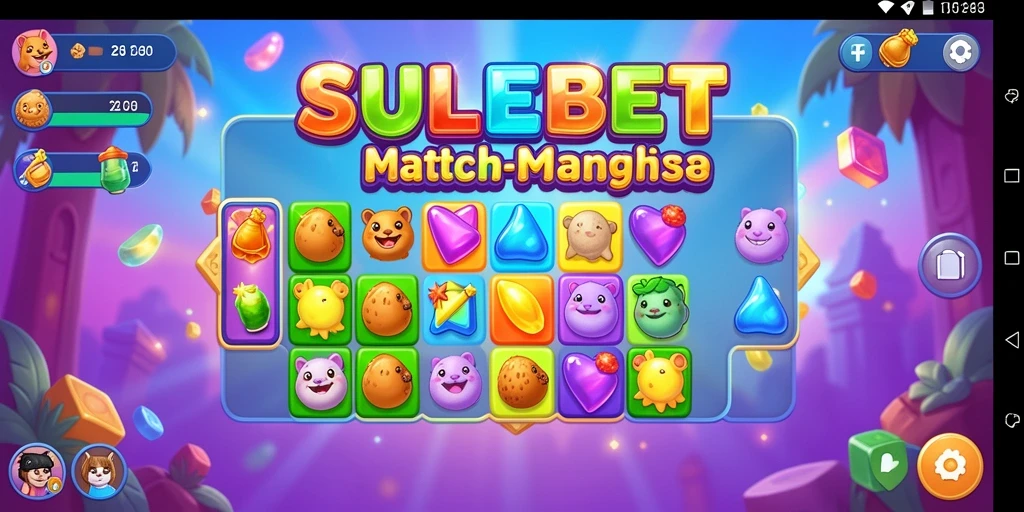Tampilan gameplay SULEBET dengan penuh warna dan tantangan Match-3.
