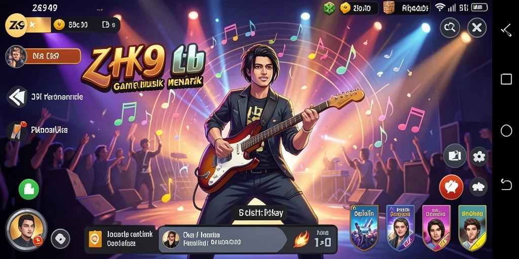 Tampilan gameplay ZK9 yang dinamis dan interaktif dengan berbagai tantangan musik.